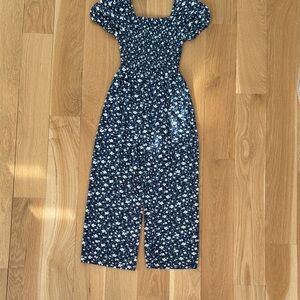 Nordstrom Navy Floral Smocked Top